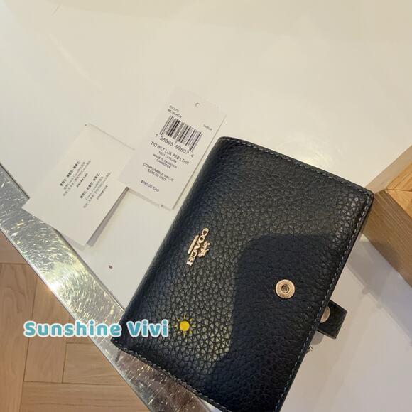 NWT Coach 2-in-1 Wallet Soft pebble Leather CCL70 Gold/Black - Picture 6 of 11